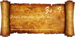 Zselinszky Iván névjegykártya